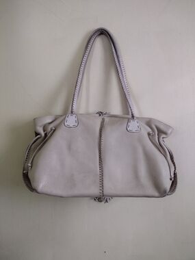 Carlos Falchi Cream Leather Tote Bag